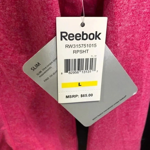 Reebok Slim Fit Quarter zip pullover athletic jacket,thumb hole,Heathered pink - Picture 5 of 9